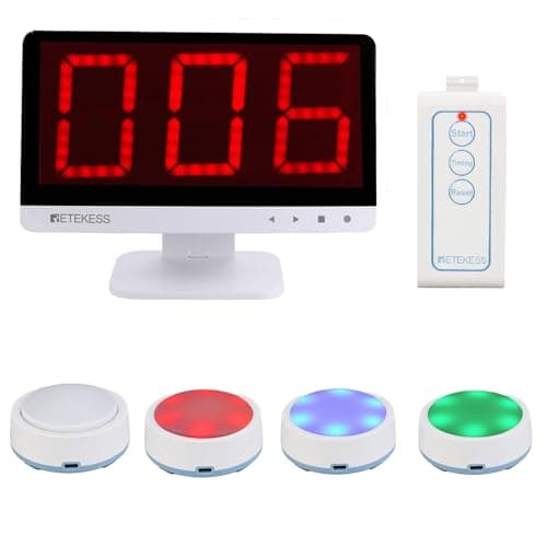 Retekess TM101 Jeopardy Buzzers,Buzzers for Trivia Games,Add Up to 32 Buttons,262ft, Game Show Buzzers for Classroom,Family Feud Adult Trivia Game Night,Back to School - Image 1