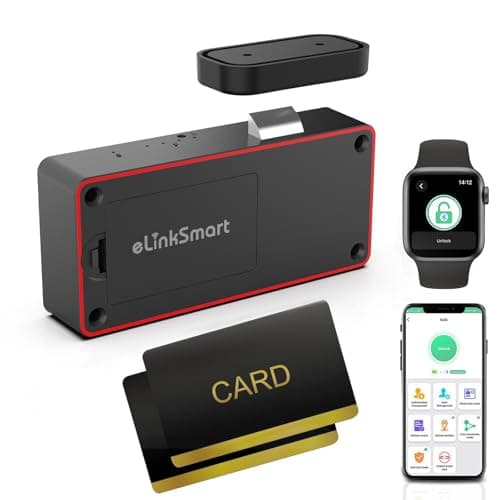 Cabinet Lock NFC RFID Card eLinkSmart Hidden Drawer Lock for Child Safety Cupboard Door Liquor File Kitchen Pantry Furniture Support Phone or Watch App No Drilling Black