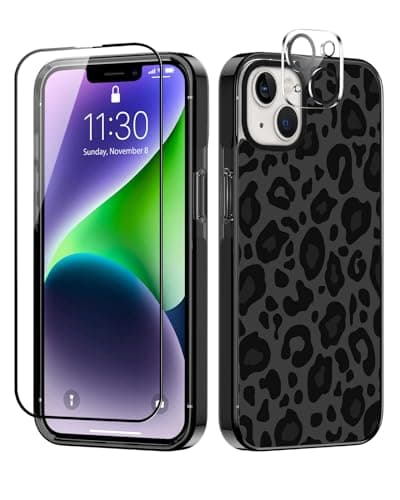 Sholbrak Designed for iPhone 14 Case Cute Cheetah Leopard Pattern Protective Phone Case Cover 6.1" Screen Protector + Camera Lens Protector【2X Military Grade Drop Tested / 6.6ft Drop Protection】 - Image 1