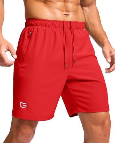 G Gradual Men's Athletic Running Shorts with Zipper Pockets Quick Dry 7"/ 5"/ 9" Workout Gym Shorts for Basketball Hiking(Deep Red,7XXL) - Image 1