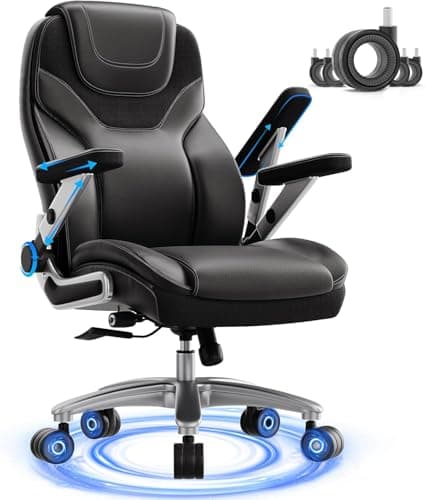 CoziCradle Big and Tall Office Chair with 5D Arms, 600lbs Fabric & PU Leather Heavy Duty Desk Chair, Adjustable Lumbar Support & Height, Tilt Function, High Back Ergonomic Executive Computer Chair - Image 1