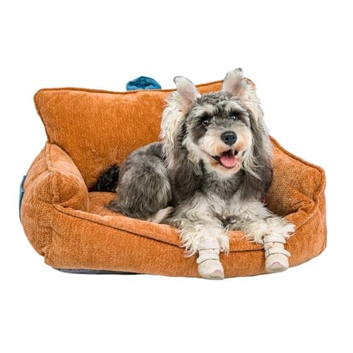RAFASAFA Orthopedic Dog Bed with Memory Foam, Washable Plush Pet Bed for Small, Medium & Large Dogs, Cozy Bolster Crate Dog Bed for Joint Support & Comfort.(Orange) - Image 1