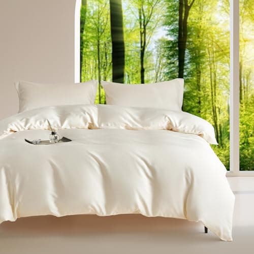 DCSKY King Size Tencel Duvet Cover Set 3-Piece - 100% Lyocell Bedding Set, Silky Smooth & Hypoallergenic, Temperature Regulating for Hot Sleepers (Beige, 104x90 Inches) - Image 1