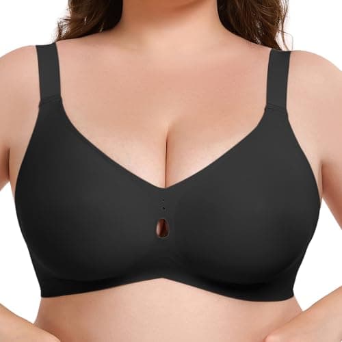 Xcutting Jelly Bras for Women Supportive Wireless Comfort Bra Full Coverage No Underwear Seamless Plus Size for Older Women (Black, 3XL) - Image 1