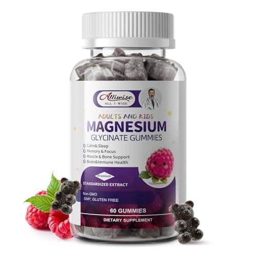 Magnesium Glycinate Gummies for Kids 4+,Sugar Free Magnesium Bisglycinate Supplement 400mg with DHA, L-Theanine, Chamomile & Lemon Balm, Melatonin Free Calm & Sleep Support, Raspberry Flavor - Image 1