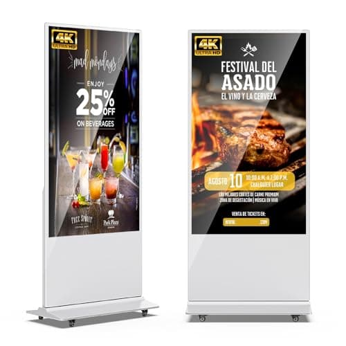 65 Inch 4K Digital Signage Display, Indoor Floor Standing Advertising Display Kiosk Android System,Commercial LCD Totem Support HDMI-in,Free Customization Stickers and Lifetime CMS System(White) - Image 1