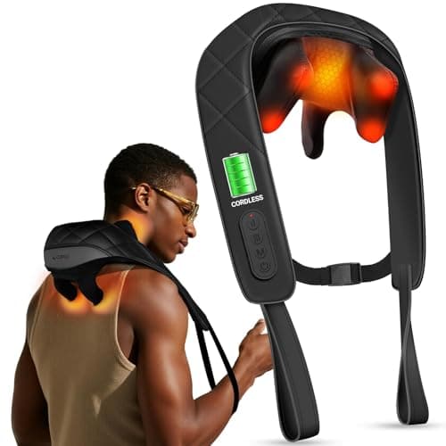 CuPiLo Cordless Neck Massager FSA Eligible HSA Store, Upgarded Deep Tissue Kneading Shoulder Massager with Heat, Electric Shiatsu Massager Pillow for Neck and Shoulder, Gifts for him her - Image 1