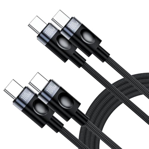 USB C to USB C Cable 100W,Type C Charger Fast Charging(3.3ft, 2-Pack) Braided Nylon Cord for Car,Compatible with MacBook Pro/Air, iPad Pro, iPhone 17/16/15, Samsung S23-S25-Black - Image 1