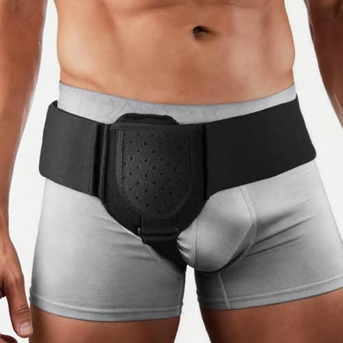 HOTRYEE Hernia Belts for Men & Women, Inguinal Hernia Belt for Men Fits Left or Right Hernia, Hernia Support for Men With Adjustable Waist Strap & Compression Pressure Pad for Pre & Post-Surgery | Black