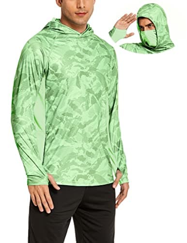 COOrun Mens Fishing Hoodies with Face Mask UPF 50 Long Sleeve Rash Guards Hooded SPF Sun Shirts for Men Camo Hiking Shirt - Image 1