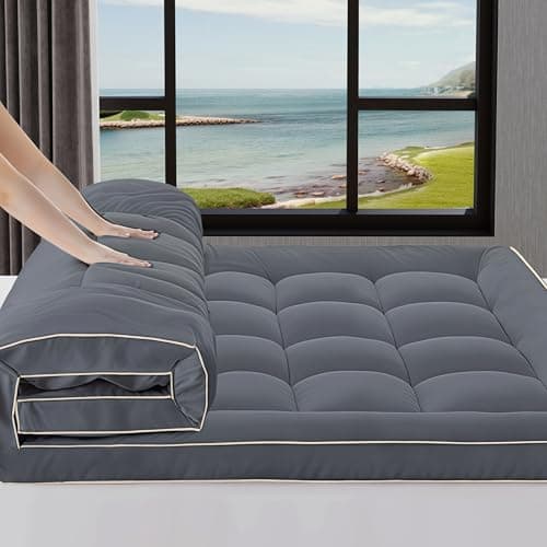 3 Inch Mattress Topper Queen Size Breathable Filled Soft Fluffy Supportive for Back Pain Relief, Bed Mattress Pad Pillow Topper with Extra Thick Padded Protector for 8"-21" Deep Pocket - Image 1