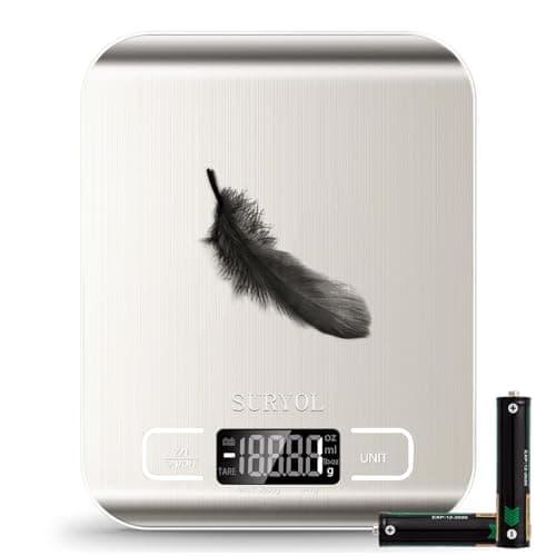 SURYOL Food Kitchen Scale High-Precision Digital Scale Accurate Weighing for Baking & Cooking Enthusiasts(Silvery & White) - Image 1