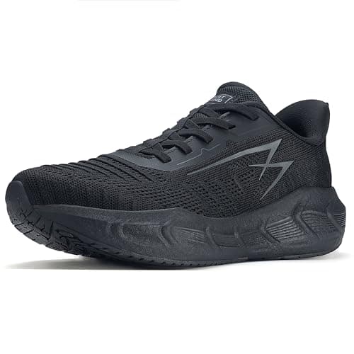 OL OUTJET LEGEND Men's Slip-On Walking Shoes Breathable Running Sneakers Hands-Free Cushion Tennis Shoes Non-Slip Gym Workout Sports Athletic Cross Training Fashion Wide Toe Sneakers Black - Image 1