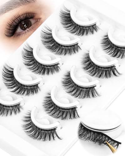 Waterproof Self Adhesive Falase Eyelashes, 5 Pairs Natural Look Stick on False Eyelashes, Pre Glued Lashes, No Glue Needed, Wispy Glueless Lashes Reusable and Comfortable by Obeyalash (705) - Image 1