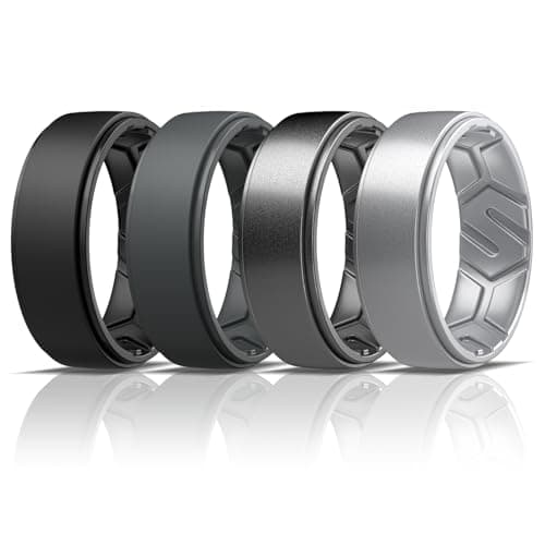 Egnaro Men's Silicone Rings 10mm Wide 2.5mm Thick, Rubber Wedding Bands, Multipack 1/4/7 Breathable Comfort Fit For Workout