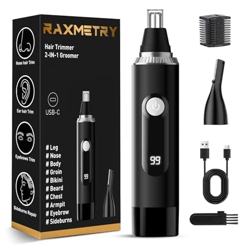Nose Hair Trimmer for Men and Women,2026 Professional Painless IPX7 Waterproof Eyebrow & Facial Hair Trimmer,USB Rechargeable with LED Display Dual-Edge Blades for Smoother Cutting,BlackSilver - Image 1