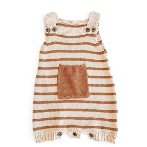 Simplee kids Baby Girls Knit Rompers Newborn Baby Striped Sleeveless Jumpsuit Outfits - Image 1