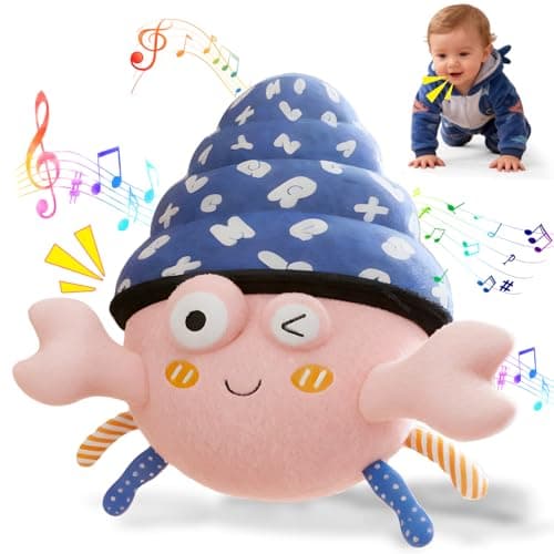 Lullulii Music Crawling Hermit Crab Baby Toy 6-12 Months,Montessori Toys for 1 Year Old+,Infant Stuffed Animal Toy with Tummy Time Toy & Floor Play,Dancing & Talking Soft Plush Toy for Boys and Girls - Image 1