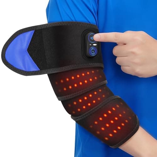 Cordless Arm Heating Pad Wrap with Red Light, 5000mAh Elbow Heating Pad Wrap, Fast Heating, Heated Elbow Arm Sleeve with 3 Heat & Timing Settings - Image 1