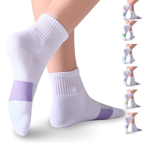 Mosithings Women's Mini Crew Socks Cotton Casual Calf Socks For Women Above Ankle Length 6 Pairs, White Mixed - Image 1