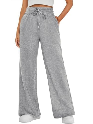 Bellcoco Sweatpants Women Straight Leg Drawstring Lounge Pants Baggy Comfy Track Sweat Pants with Pockets Light Grey S - Image 1
