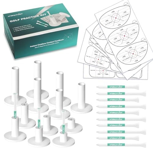 Rubber Golf Mat Tees Set – Durable Mixed Sizes for Consistent Tee Height, Indoor & Outdoor Practice for Driving Range & Simulator, Includes Impact Tape, Bamboo Tees & Storage Bag (68 PCS) - Image 1