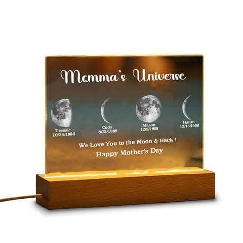 CraffBase Moms Sky Led Light Frame Glass Plaque LED Picture Frame Custom Mommy's Universe Light Plaque Mothers Day Moon Phase Gifts for Mom Grandma Christmas - Image 1