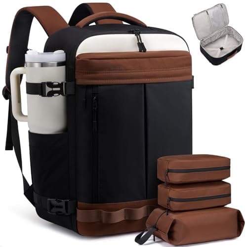 LOVEVOOK 40L Travel Backpack for Women Men, Airline Approved Carry On Luggage with 3 Cubes Accessories, TSA Personal Item Travel Cruise Essentials, Waterproof Weekender Overnight Bags fits 17" Laptop - Image 1