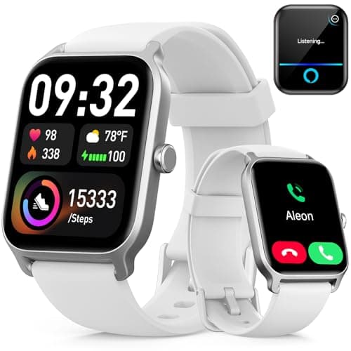 Smart Watches for Women Men, 1.85” HD Touchscreen Fitness Tracker with Call & Message Alerts, 24/7 Heart Rate/Sleep Monitor,100+ Sport Modes, 2ATM Waterproof Smart Watch for Android iPhone (White) - Image 1