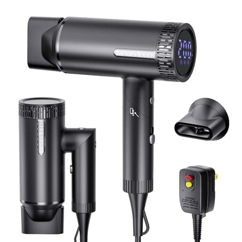 Hair Dryer, High-Speed Ionic Blow Dryer, Powerful 1600 Watt Motor for Fast Drying and Straight & Wavy Hair, Foldable, Lightweight Hairdryer with Magnetic Suction Nozzle for Home Salon Travel - Image 1