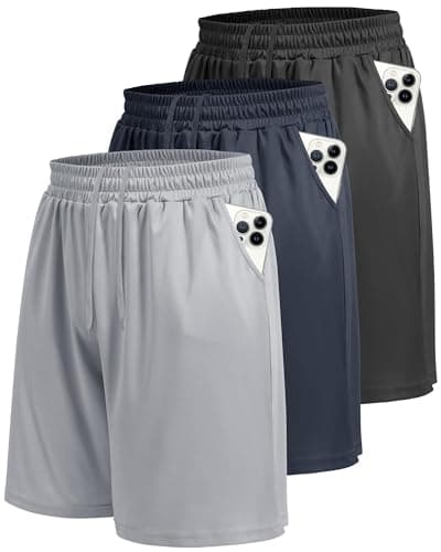 LalaHooK 3 Pack Athletic Gym Mens Shorts - Casual Black Quick Dry Basketball Shorts with Pockets for Workout Running - Image 1