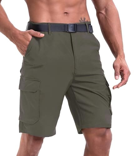 NATUVENIX Hiking Shorts Men Quick Dry Mens Cargo Fishing Shorts for Men Lightweight Golf Shorts Stretch Summer Work Khaki - Image 1