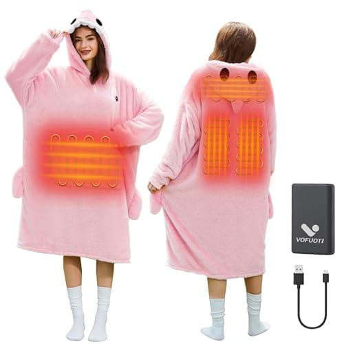 VOFUOTI MAX Shark Wearable Heated Blanket,Cordless Electric Heating Blanket Hoodie with 16000mAh Battery, Heated Robe Oversized Sweatshirt Throw Blanket Shawl with Sleeves - Image 1