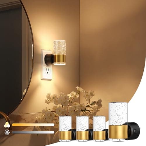 VOLISUN LED Night Lights Plug into Wall, Dimmable Night Light 3 CCT & 5 Brightness Levels, Acrylic Bubble Nightlight with Dusk to Dawn Sensor for Hallway, Bathroom, Stair, Nursery Gold 4 Pack - Image 1