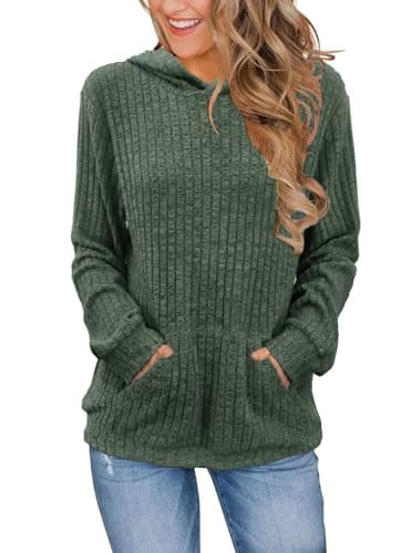 Balivsa Fall Sweaters for Women 2024 Long Sleeve Shirts Loose Fit Oversized Hoodies Workout Going Out Outfits Womens Clothes Green Medium - Image 1