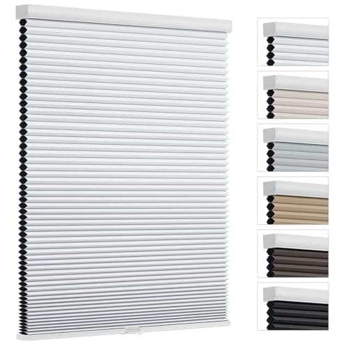 Changshade Cordless Blackout Cellular Shades for Indoor Windows, Black Out Honeycomb Blinds Room Darkening Light Blocking Thermal Insulated 1.5" Cell for Bedroom, Bathroom, Shade Size 35"Wx72"H,White - Image 1