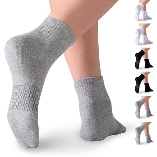 Mosithings Women's Mini Crew Socks Cotton Casual Calf Socks For Women Above Ankle Length 6 Pairs, Black&White&Grey - Image 1