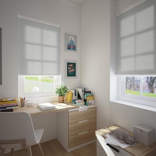 Changshade Cordless Light Filtering Cellular Shades for Indoor Windows Doors, Pull Down Honeycomb Blinds Thermal Insulated 1.5 Inch Accordion for Home, Bedroom, Bathroom, Nursey,44" W×64" H, Gray - Image 1