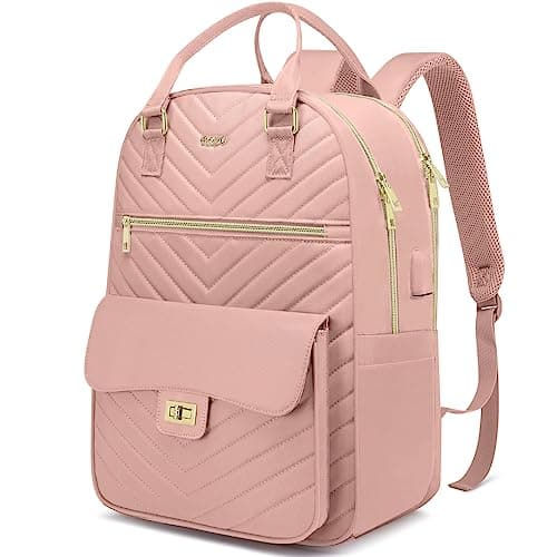 RJEU School Backpack for Teen Girls,Women Bookbag Cute Aesthetic with Laptop Compartment for College Student Travel,Mochila Escolar para Niñas,Pink - Image 1