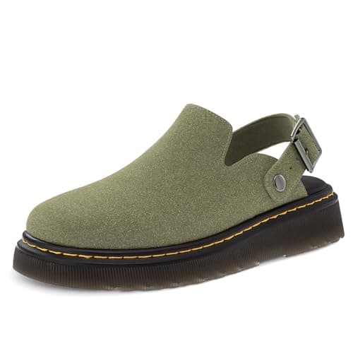 Athlefit Women's Clogs Shoes with Back Strap Comfortable Latex Footbed Slip-On Slingback Mules for Work Walking Daily Wear, Olive Green, Size 11, AD01254 - Image 1