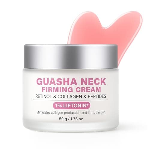 Neck Firming Cream with Gua Sha Tool, Neck Tightening Cream for Crepey Skin, Moisturizing and Lifting Neck Cream for Fine Lines and Sagging Skin - Image 1