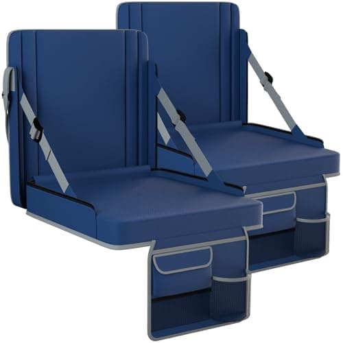 janiry Stadium Seats with Back Support 2PACKS Adjustable Bleacher Chairs with Back and Cushion Bleacher Seat with Cup Holder, Carry Handle & Shoulder Strap for Outdoor Sports Events, XL Large Navy - Image 1