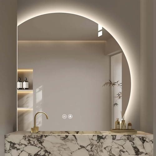 Led Bathroom Mirror with Lights, 36"×36" Smart Backlit Vanity Mirrors with Anti-Fog, Large Irregular Modern Lighted Bathroom Mirror for Wall,Dimmable, 3 Colors Light, Shatterproof - Image 1
