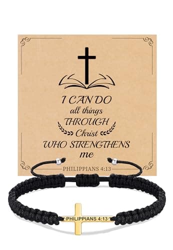 Sistble Easter Basket Stuffers, Easter Gifts for Women Teens Christmas Christian Gifts for Women Cross Bracelet Cross Jesus Bible Verse Bracelets Catholic Communion Inspiration Gifts Baptism Jewelry - Image 1