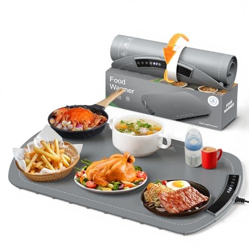 Kismile Warming Mat for Food 26''x16'', Food Warming Mats for Countertop, Warming Tray with 7 Temp Settings and 5 Hours Timer, Food Warmers with Kids Lock, for Gatherings,Parties,Everyday Use(Grey) - Image 1