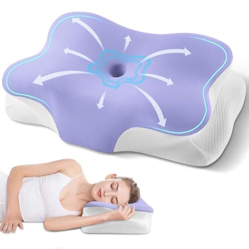 Cervical Neck Pillow, Ergonomic Side Sleeper Pillow for Neck Support, Cooling Memory Foam Pillows for Sleeping, Contour Orthopedic Bed Pillows for Side Back Stomach Sleepers with Removable Pillowcase - Image 1