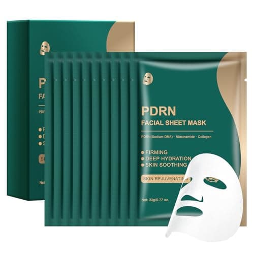YAFUSIPE Salmon DNA PDRN Collagen Face Mask 10 Sheets, Hydrating Sheet Mask for Wrinkle & Fine Line Reduction, Glass Skin Care Facial Masks for Women, Moisturizing Anti-Aging - Image 1