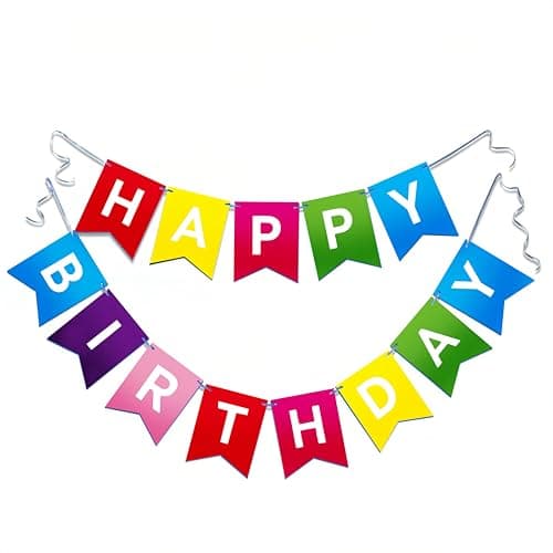 Happy Birthday Banner Birthday Sign for Backdrop Happy Birthday Decorations (Multicolor) - Image 1