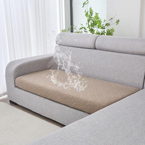 Couch Cushion Covers Waterproof, Stretch Sectional Couch Covers, Sofa, Cushion Covers Washable, Non Slip Magic Sofa Covers, Sofa Slipcovers with Elastic Bottom, 3 Straps, Pet-Friendly (Loveseat Cover) - Image 1