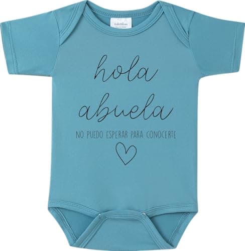 BIBIBLISSBABY Hola Abuela Baby Onesie, Spanish Pregnancy Announcement Outfit for Grandma to Be, Cute Infant Bodysuit Gift for Gender Reveal or Baby Shower (0-3 Months, Slate) - Image 1